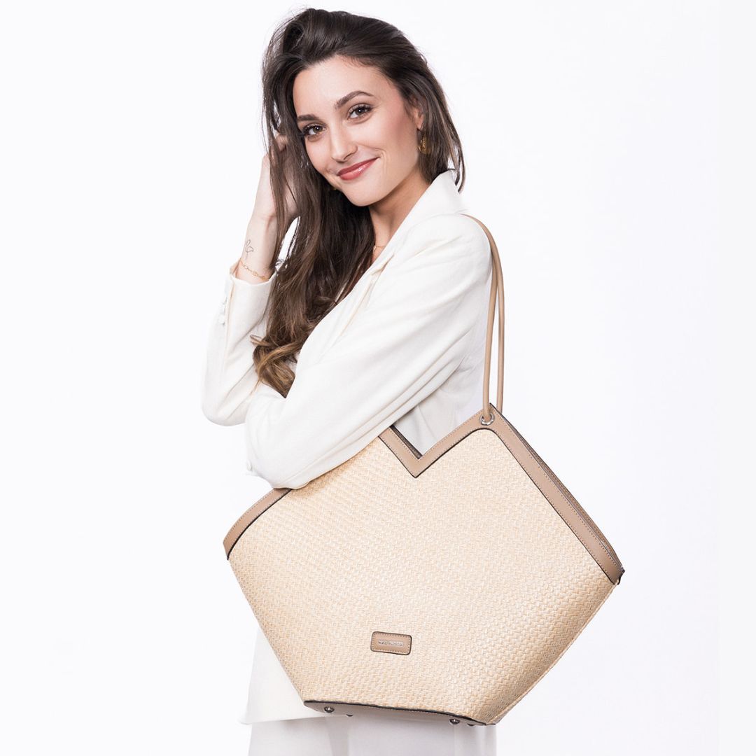 MAC ALYSTER Saint-Raphaël sac cabas M taupe raphia