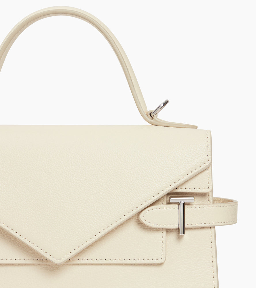 Le Tanneur Emilie sac à main cuir grainé blanc Fleur de Sel