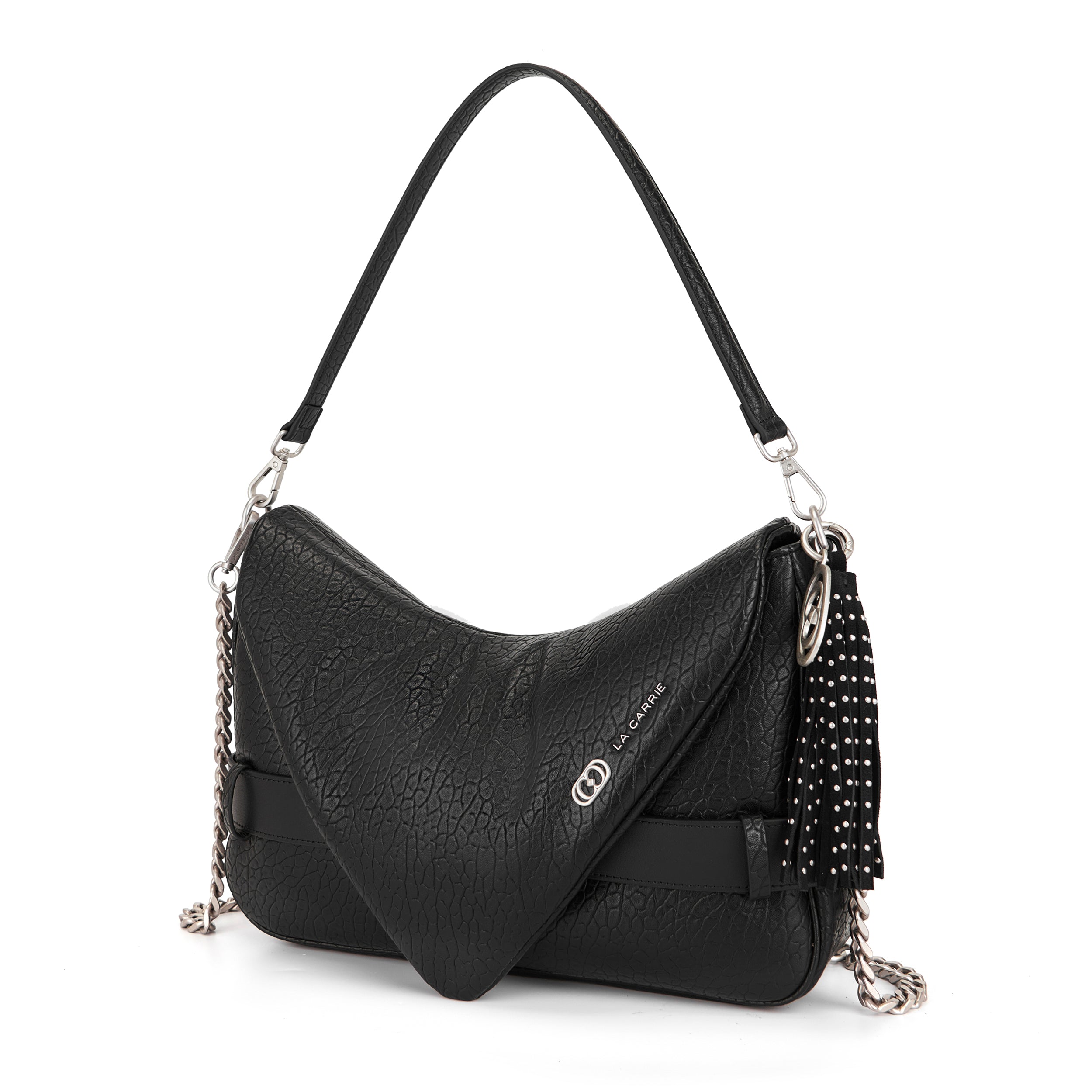 La Carrie Belty sac bandoulière noir chaîne 36 cm