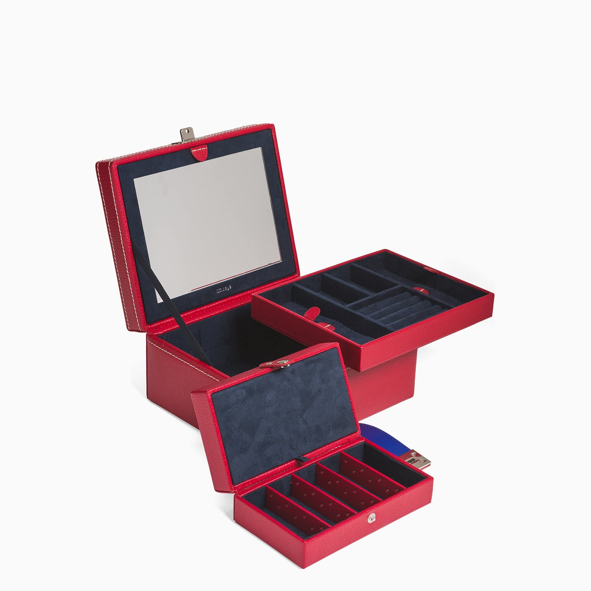 Le Tanneur boîte à bijoux cuir femme velours miroir