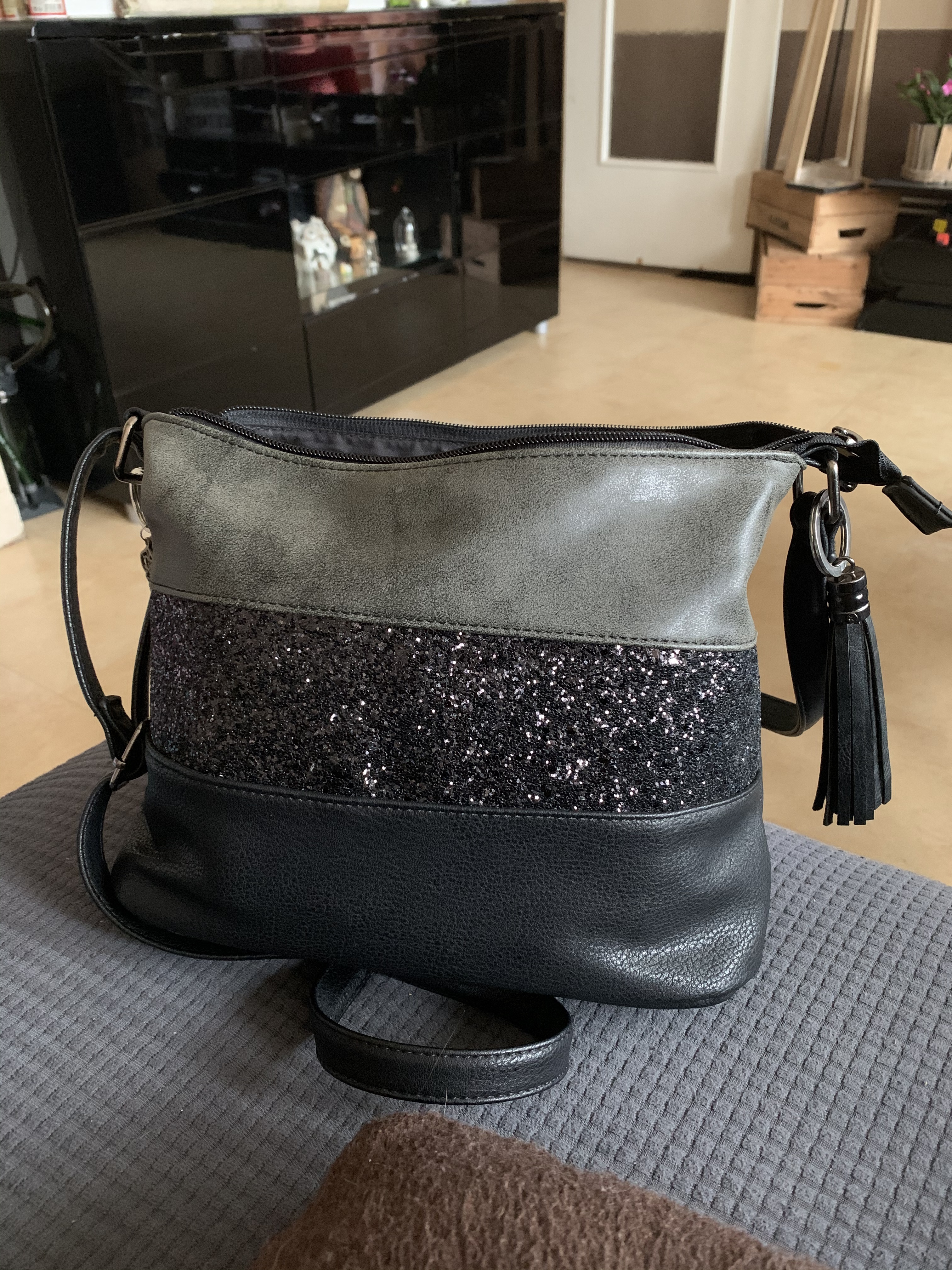 Gallantry sac bandoulière femme paillettes blanc argent bleu soirée