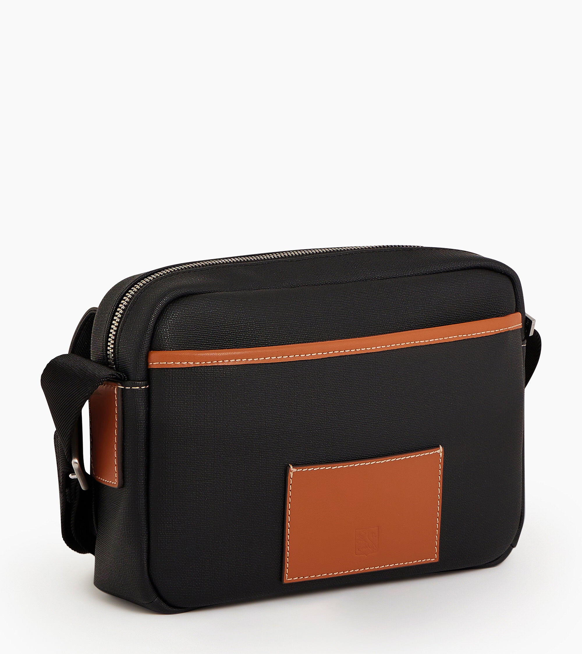 Le Tanneur Maurice petit sac bandoulière toile marron noir