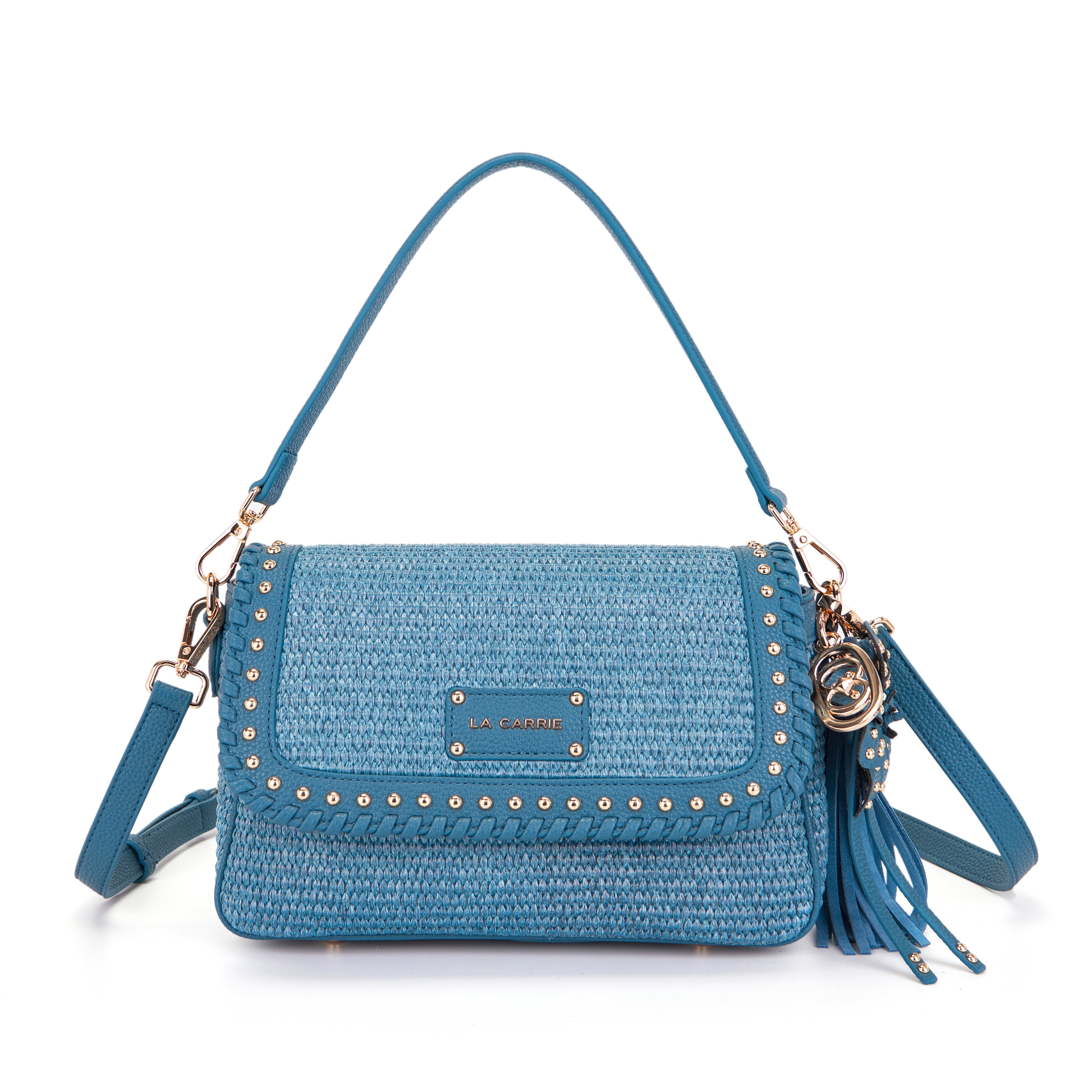 La Carrie La Plage sac épaule jeans raphia 29,5 cm