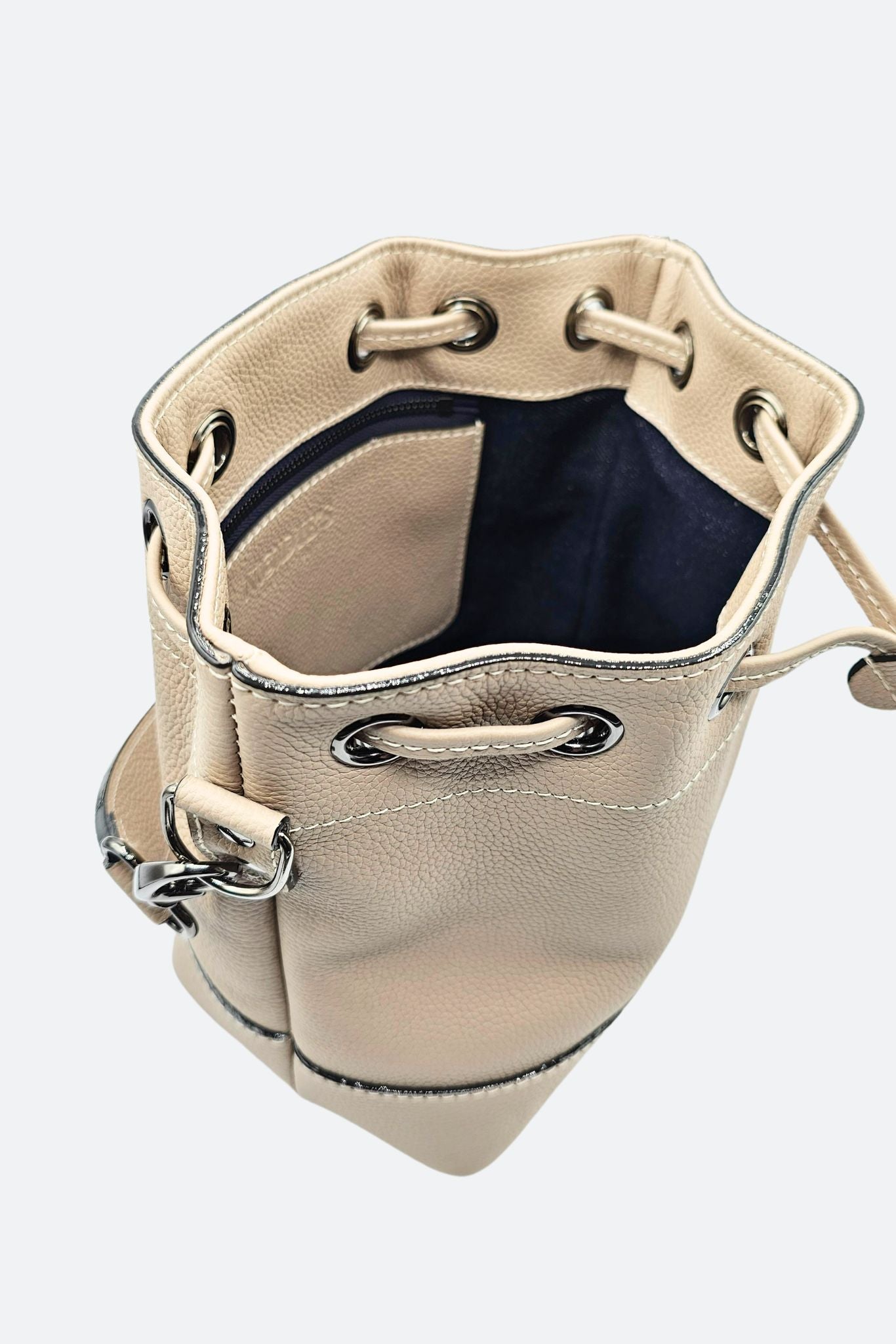 Nodie's Tommy sac seau cuir crème galet grainé
