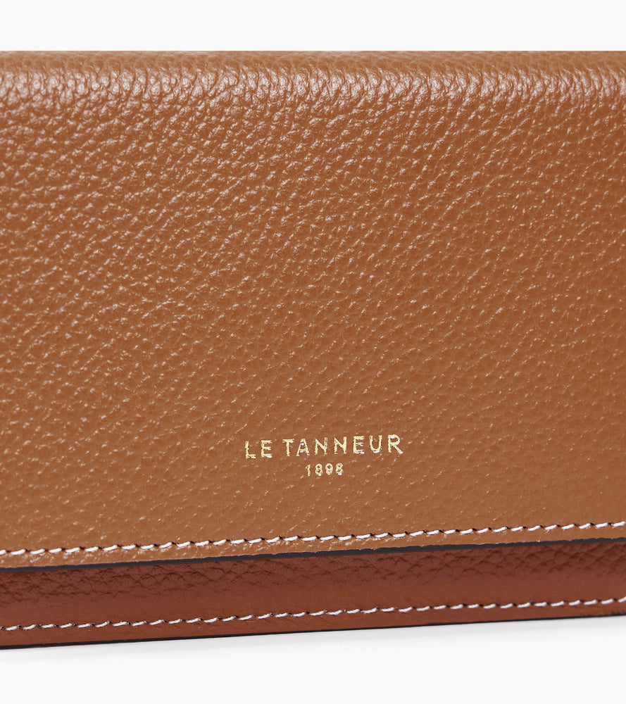 Le Tanneur Emilie porte-cartes rabat cuir grainé Brown Tan