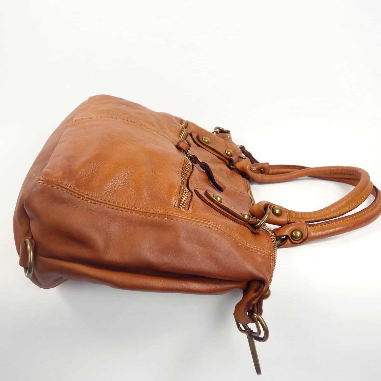 Collection Esprit Cuir ANGELA sac épaule cuir naturel A4