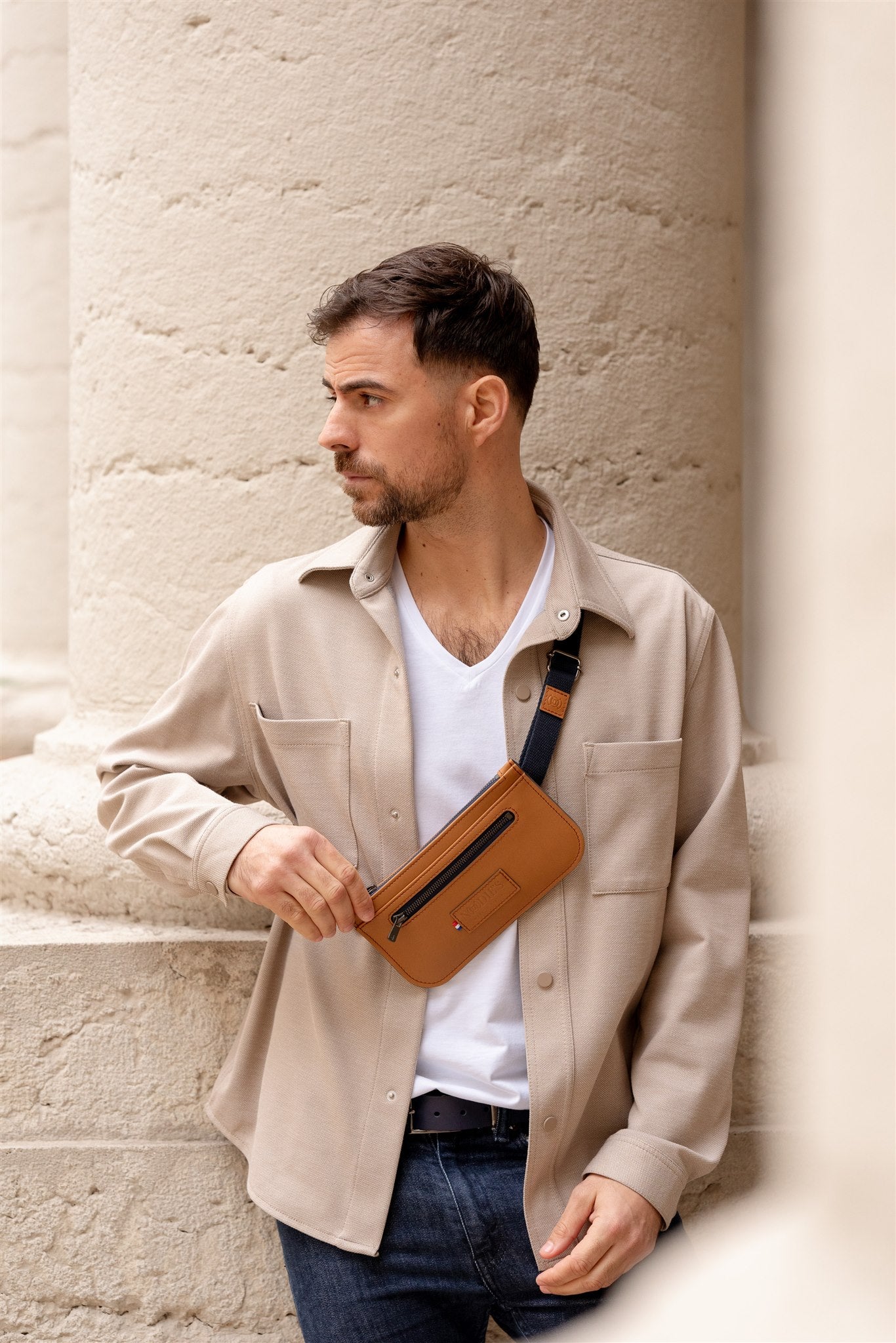 Nodie's Madenn Camel lisse sac banane homme cuir