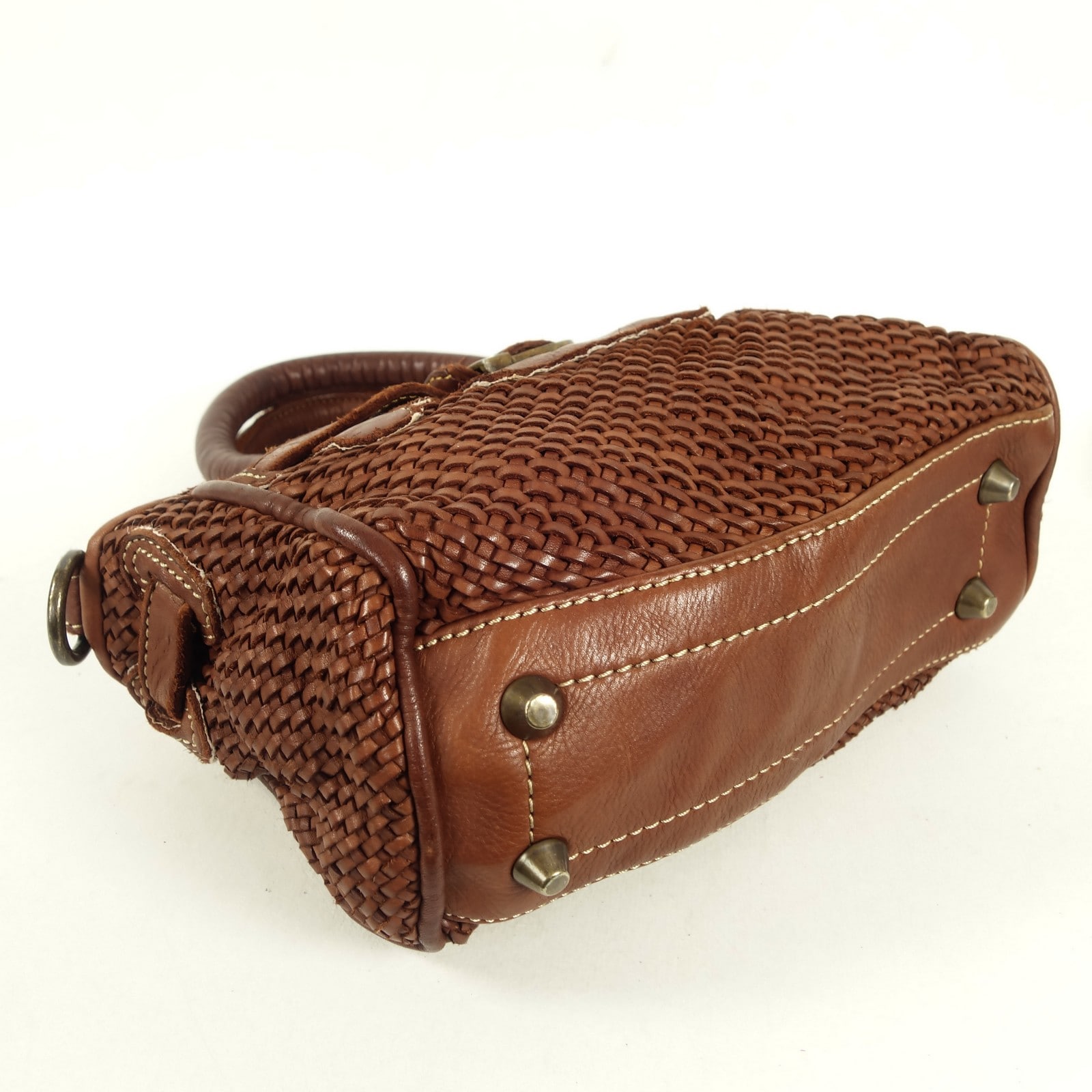 Collection Esprit Cuir TEA mini sac bandoulière marron cuir tressé