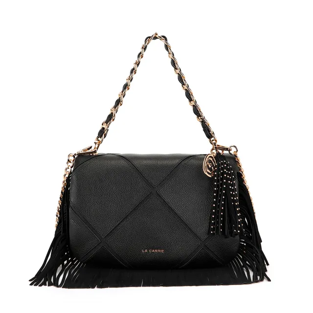 La Carrie Isabel sac à épaule noir cuir 35x29 cm