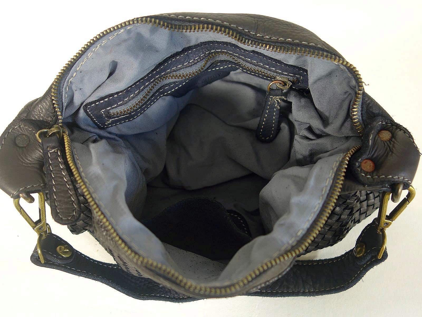 Collection Esprit Cuir Sac Besace Marleen besace cuir tressé noir