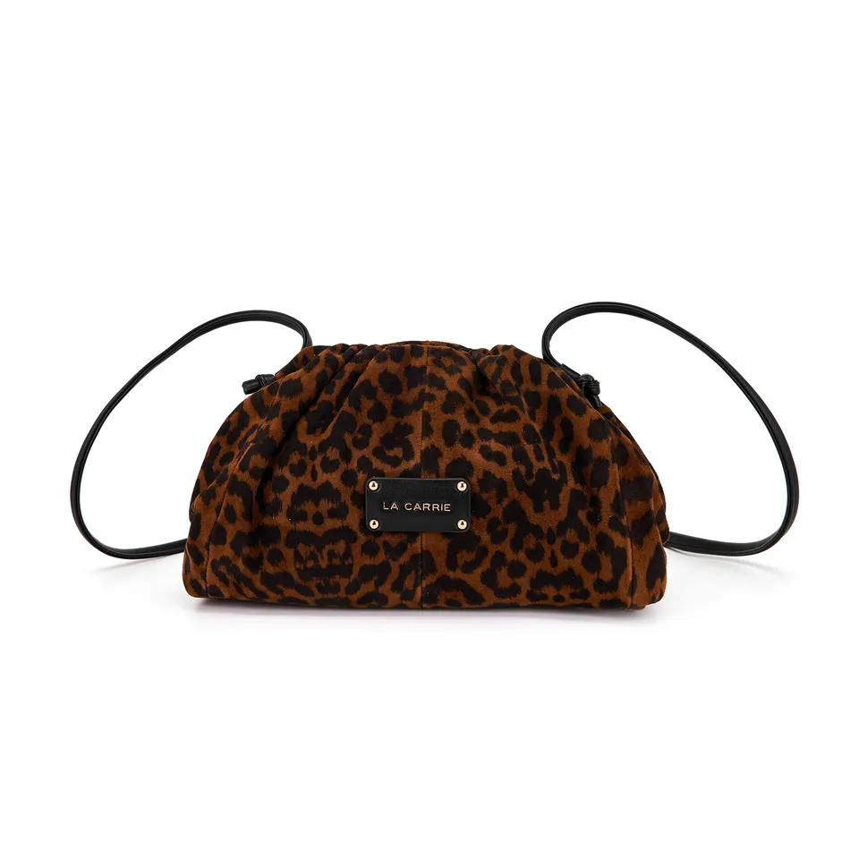 La Carrie Capsule sac bandoulière léopard suède marron