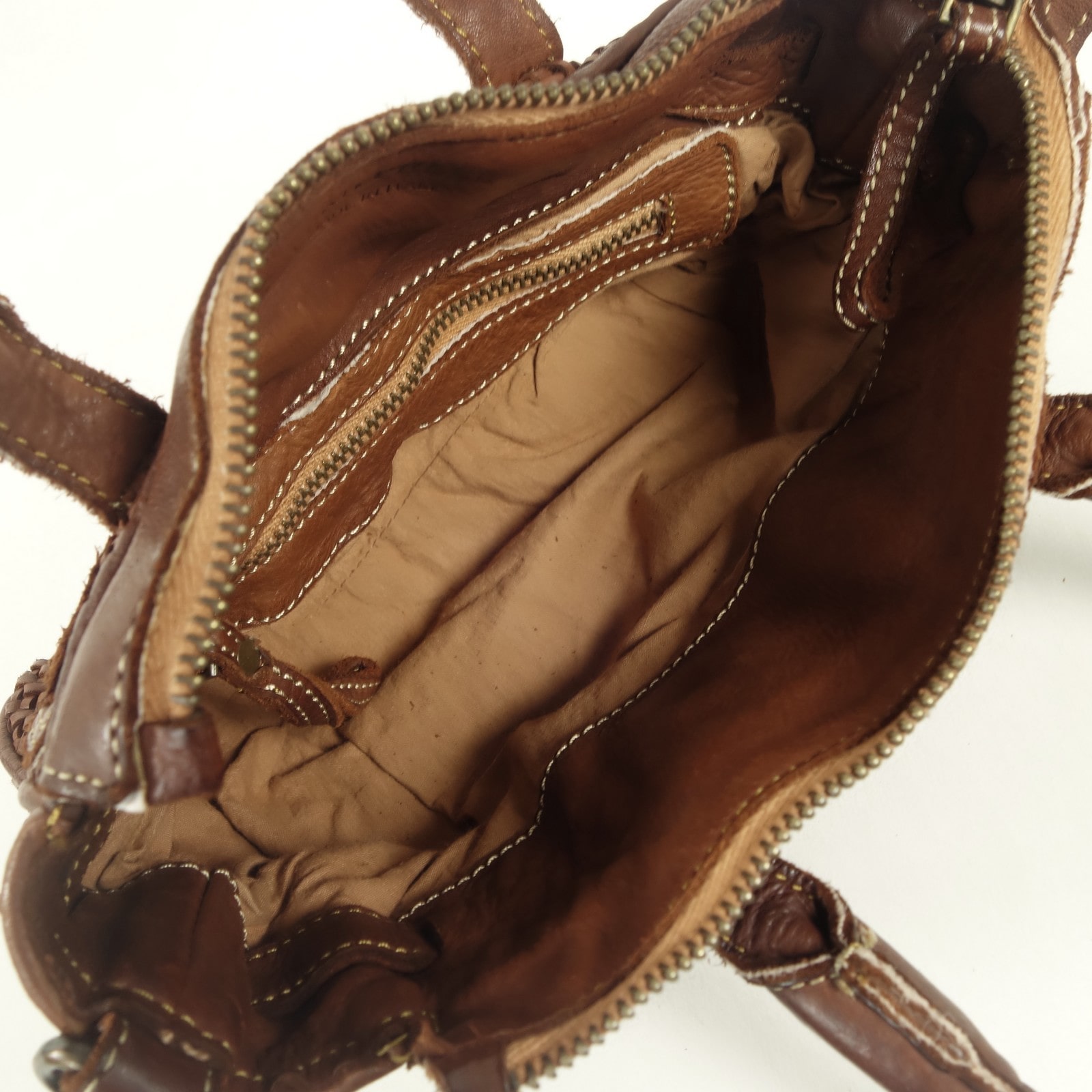 Collection Esprit Cuir TEA mini sac bandoulière marron cuir tressé