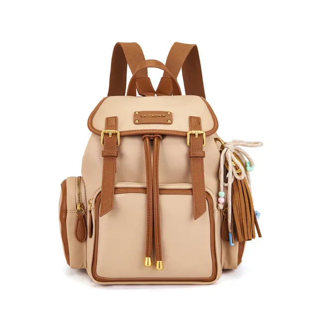 La Carrie Dark Wave sac à dos beige nylon