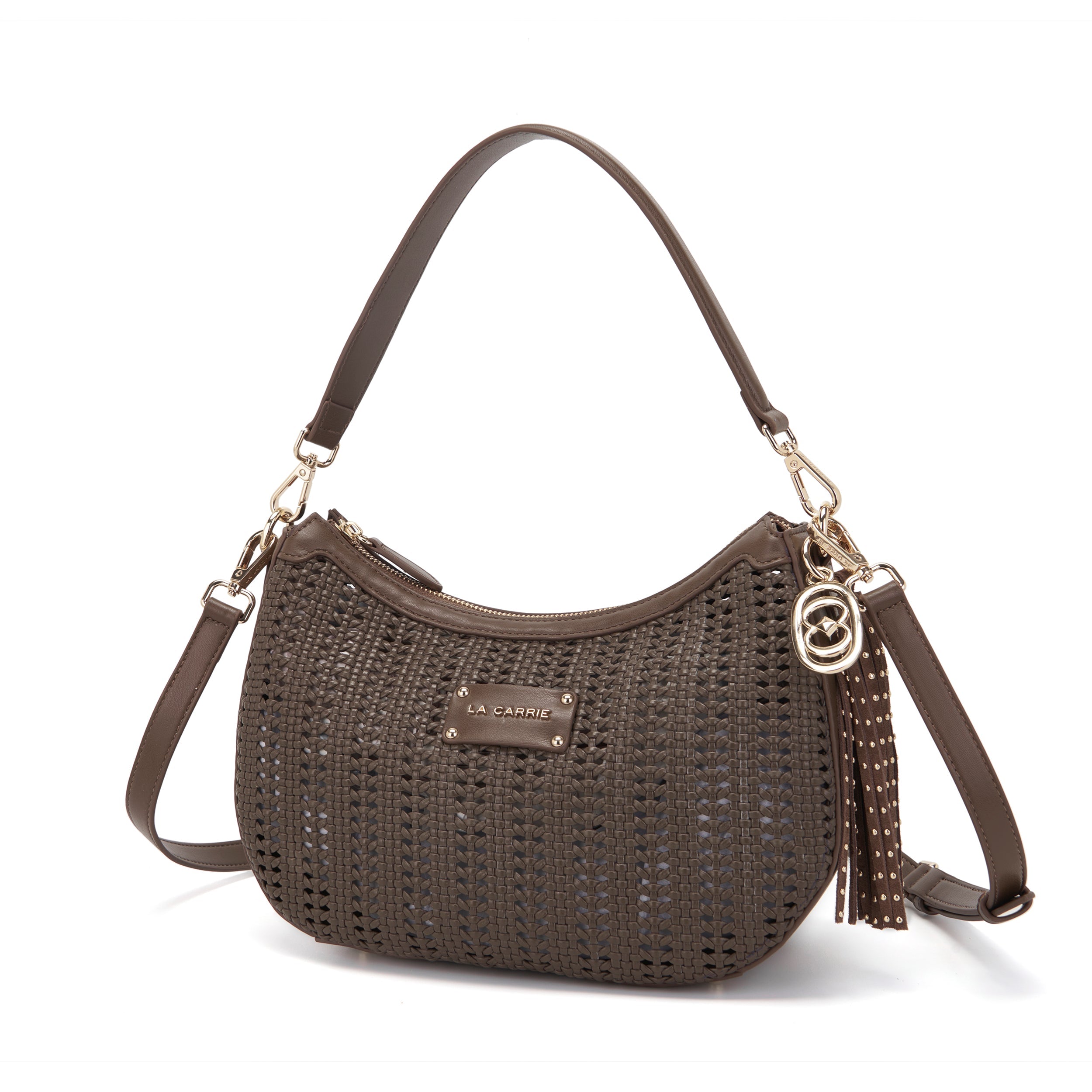 La Carrie Bag Woven sac épaule marron 32x12x21cm