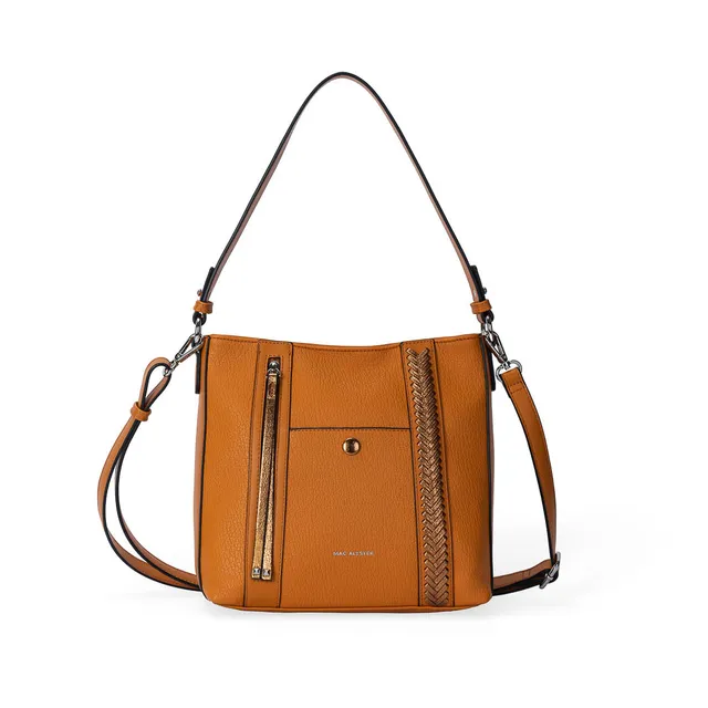 MAC ALYSTER CONTRASTE sac épaule cognac grainé 25,5 cm