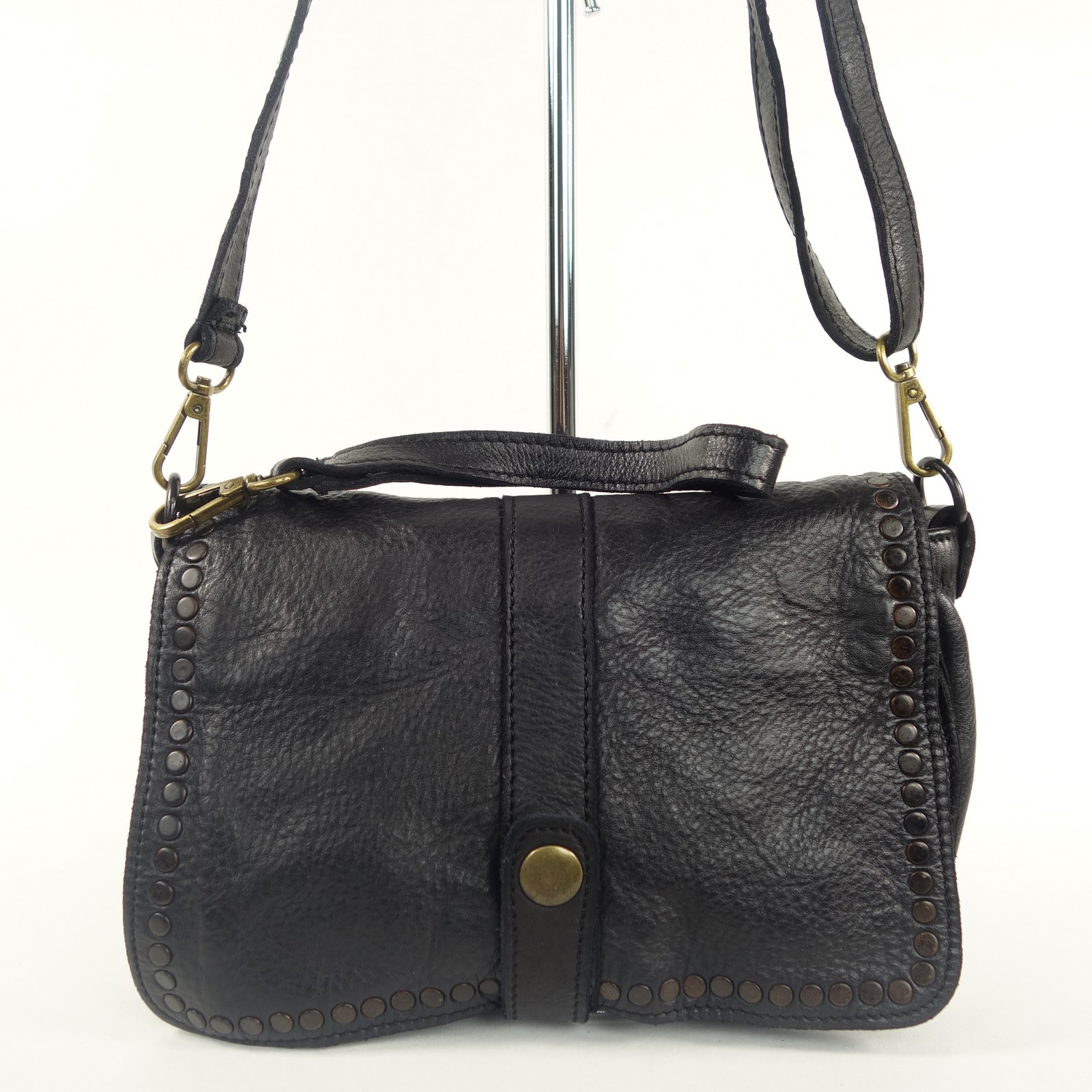 Collection Esprit Cuir Sac pochette GENA mini sac cuir noir bandoulière