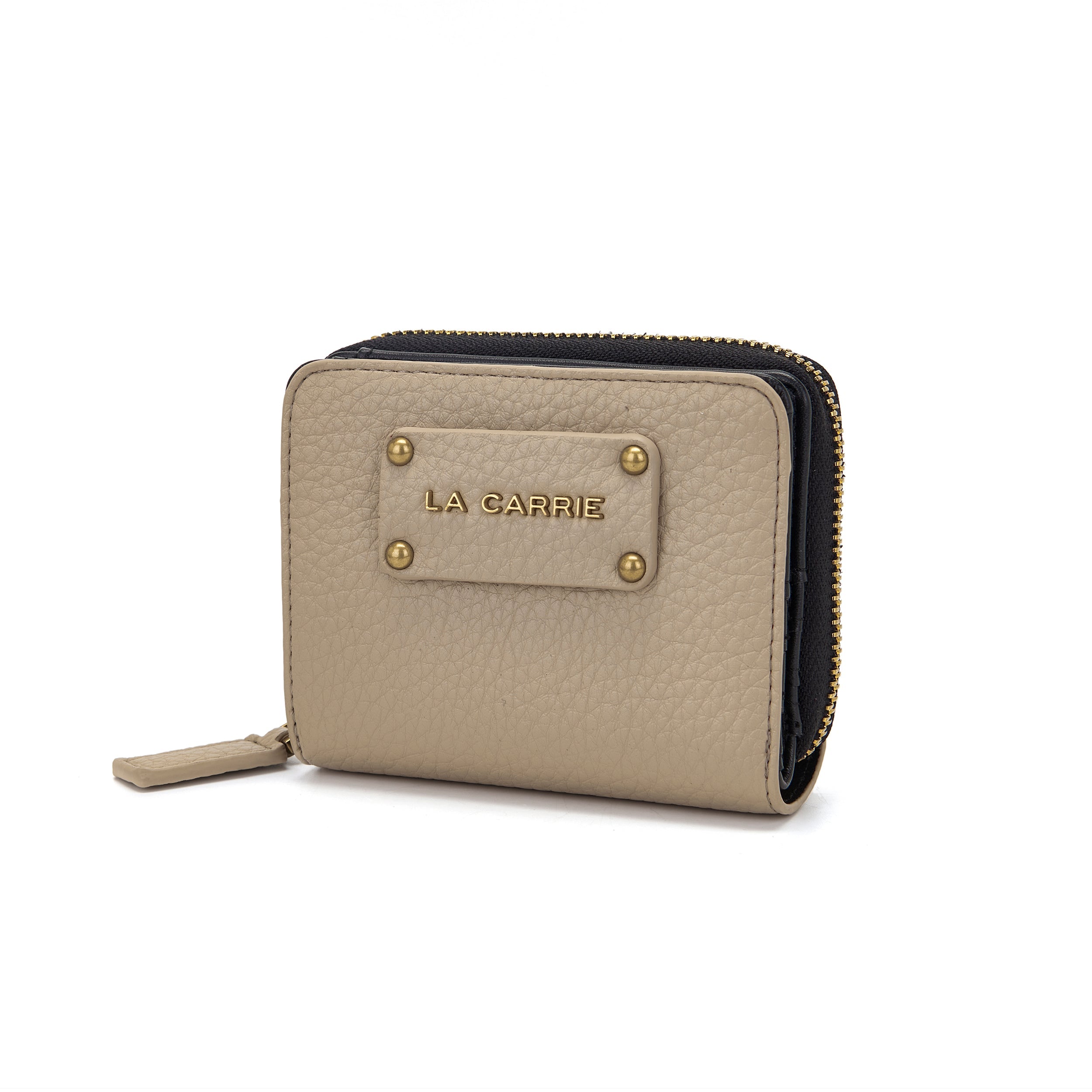 La Carrie Wallet portefeuille beige PU martelé 12x4x9cm