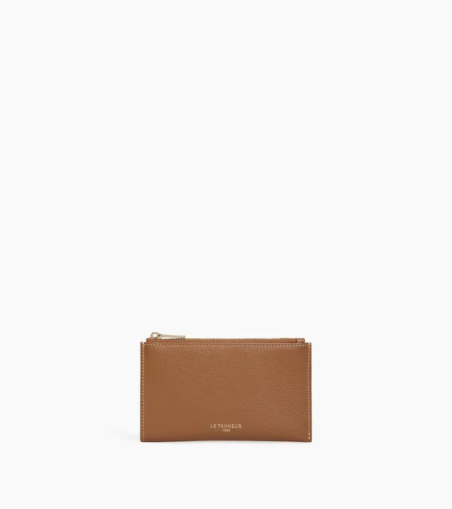 Le Tanneur Albertine étui clés zippé cuir grainé Tan Brown