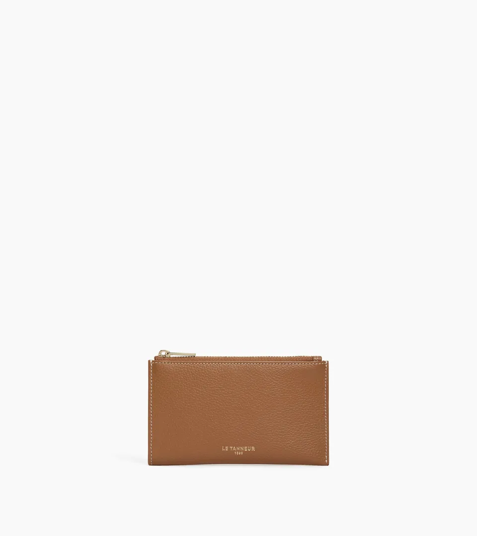 Le Tanneur Albertine étui clés zippé cuir grainé Tan Brown