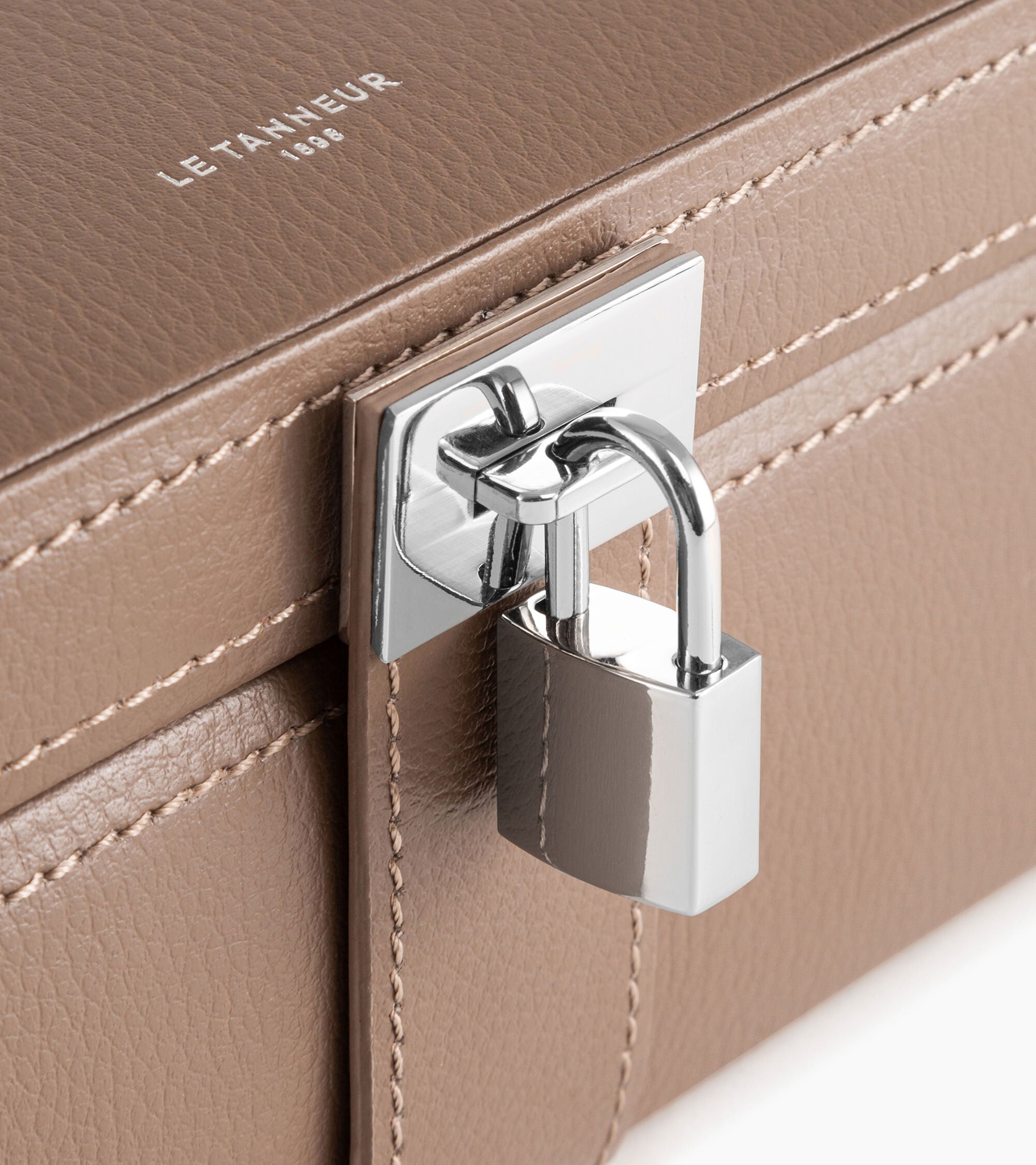 Le Tanneur boîte à bijoux cuir recyclé taupe
