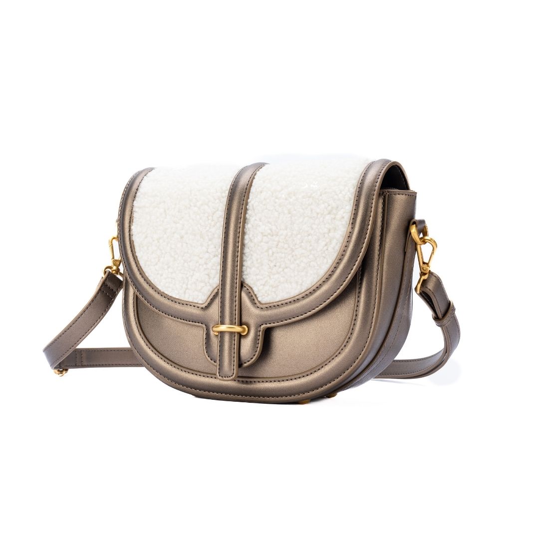 MAC ALYSTER FRISSON Sac à rabat Mordoré 28 cm fourrure