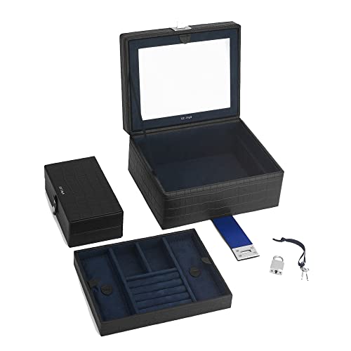 Le Tanneur petite boîte à bijoux cuir croco miroir femme