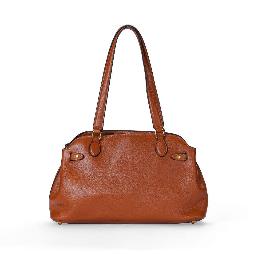 MAC ALYSTER Valeria sac shopping cuir Daim Cognac 39 cm