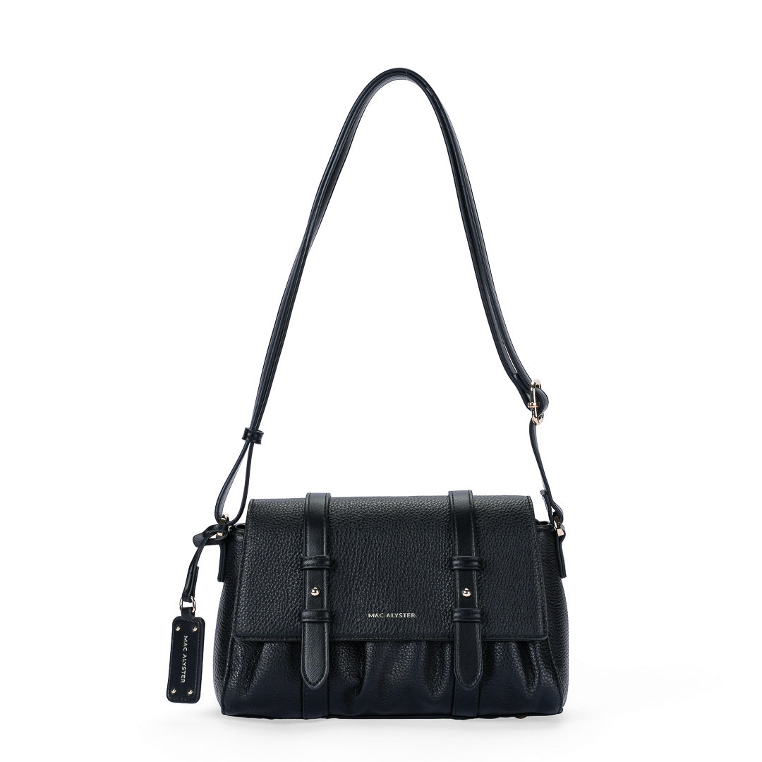 Mac Alyster Cold sac à rabat noir grainé 26 cm