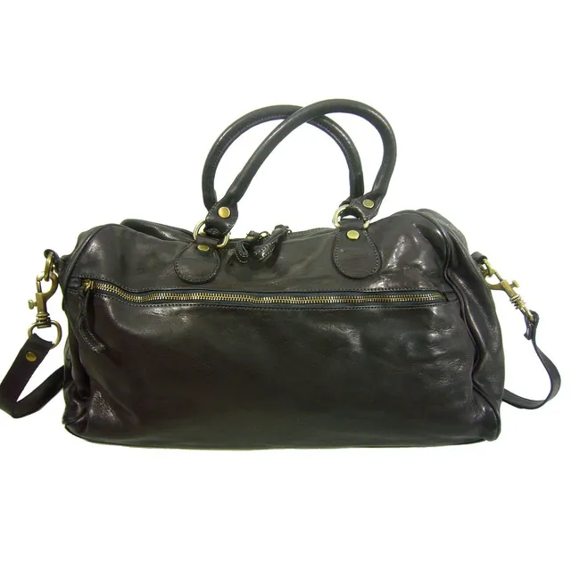 Collection Esprit Cuir FABIO sac 24h cuir noir polochon