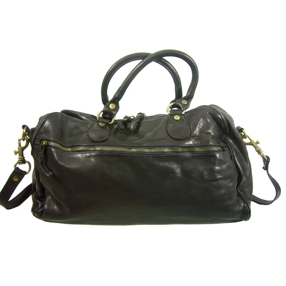 Collection Esprit Cuir FABIO sac 24h cuir noir polochon