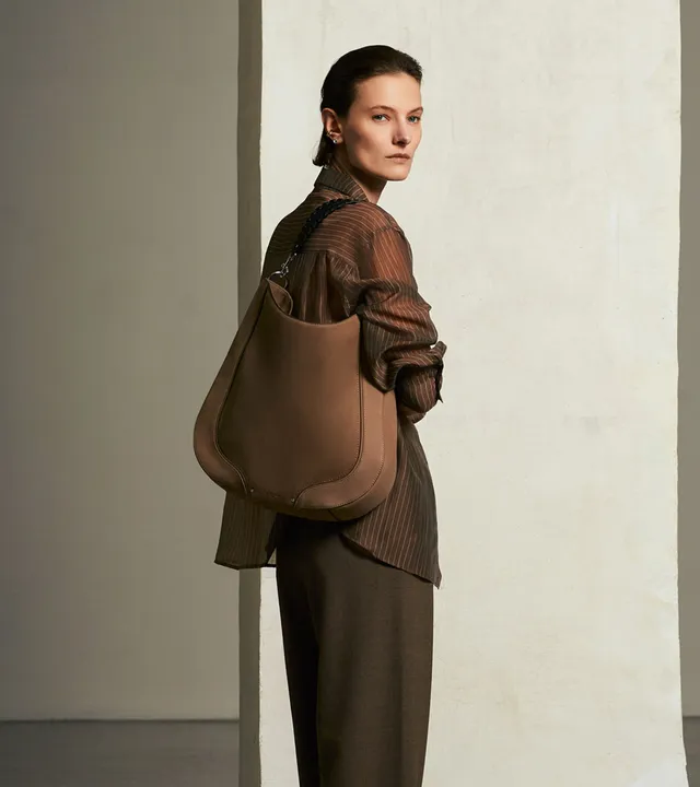 Le Tanneur Ella Sac Hobo Moyen Cuir Lisse Nubuck Femme
