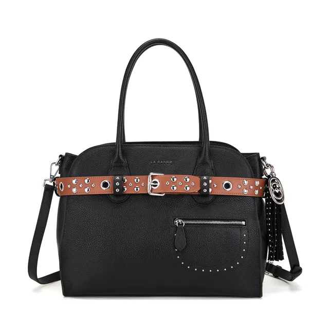 La Carrie Backdoor sac shopping noir PU 35x15x27 cm