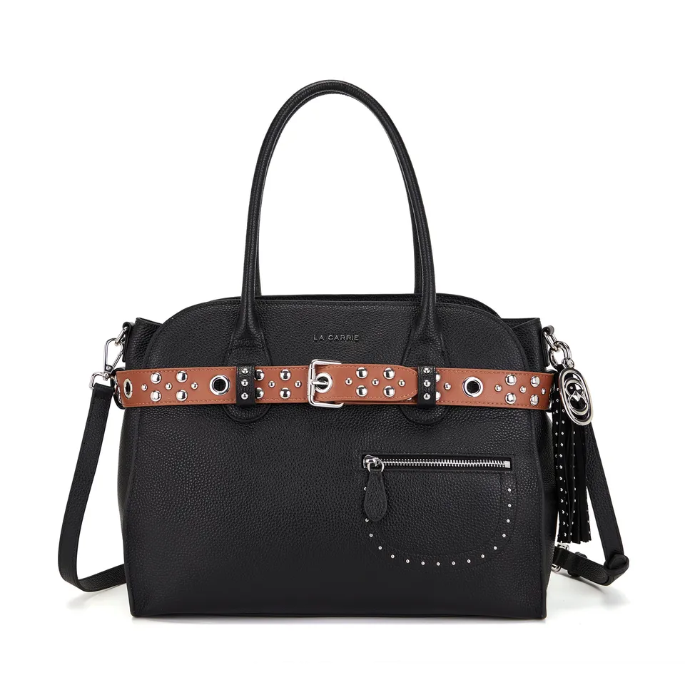 La Carrie Backdoor sac shopping noir PU 35x15x27 cm