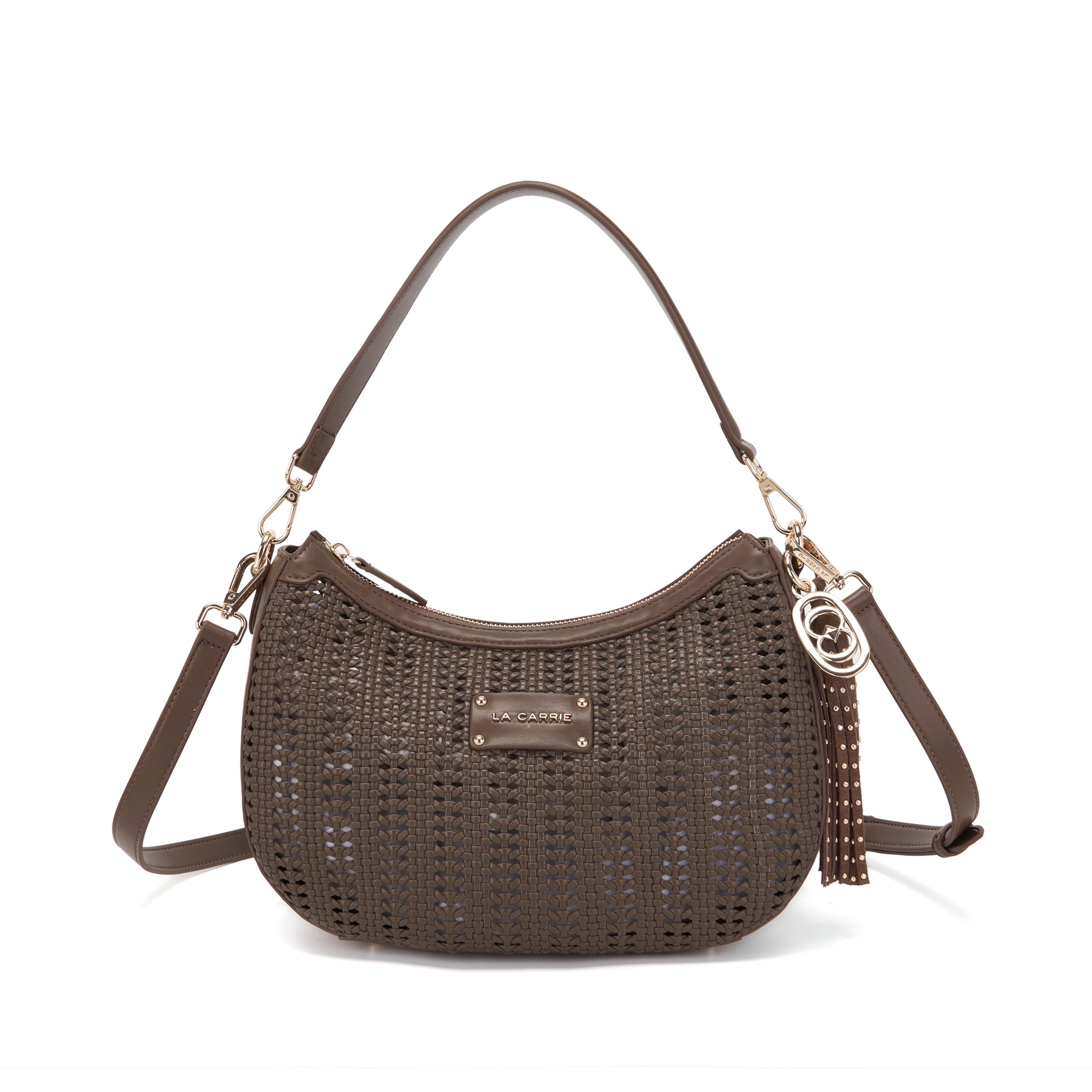 La Carrie Bag Woven sac épaule marron 32x12x21cm