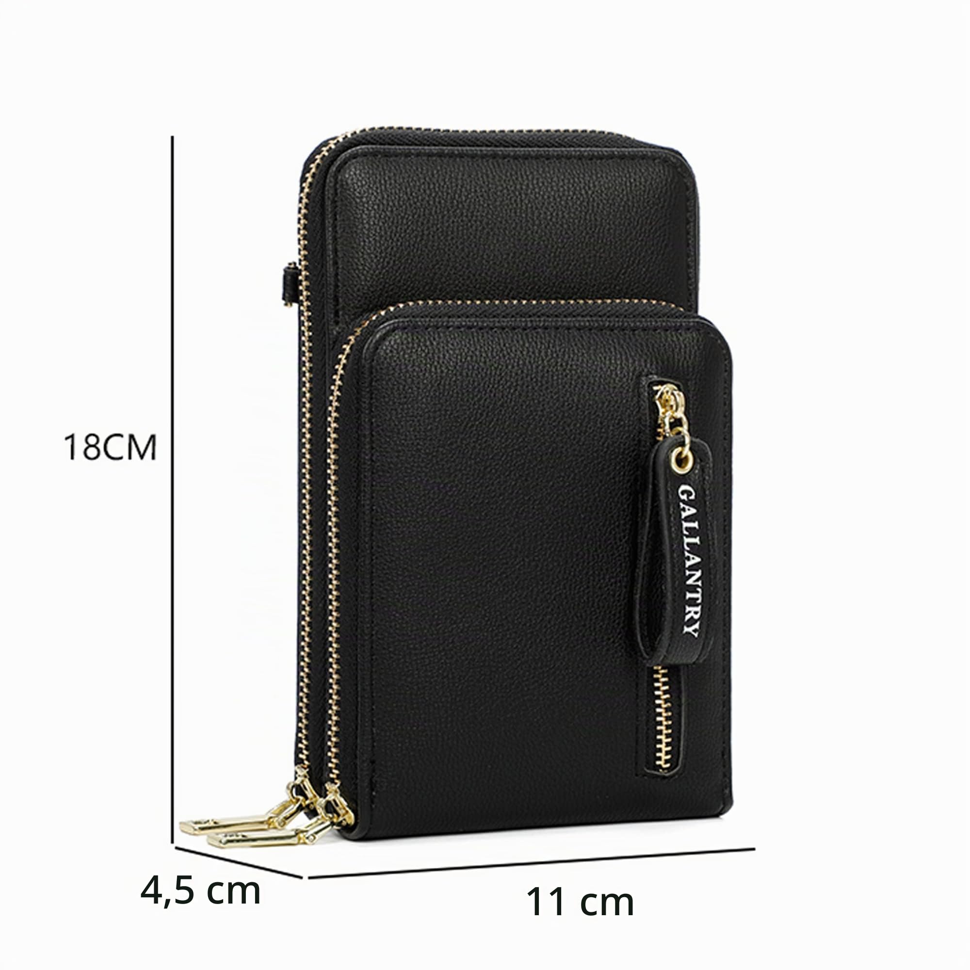 Gallantry Sacs Bandoulière Pochette Smartphone Noir Simili Cuir 11x18cm