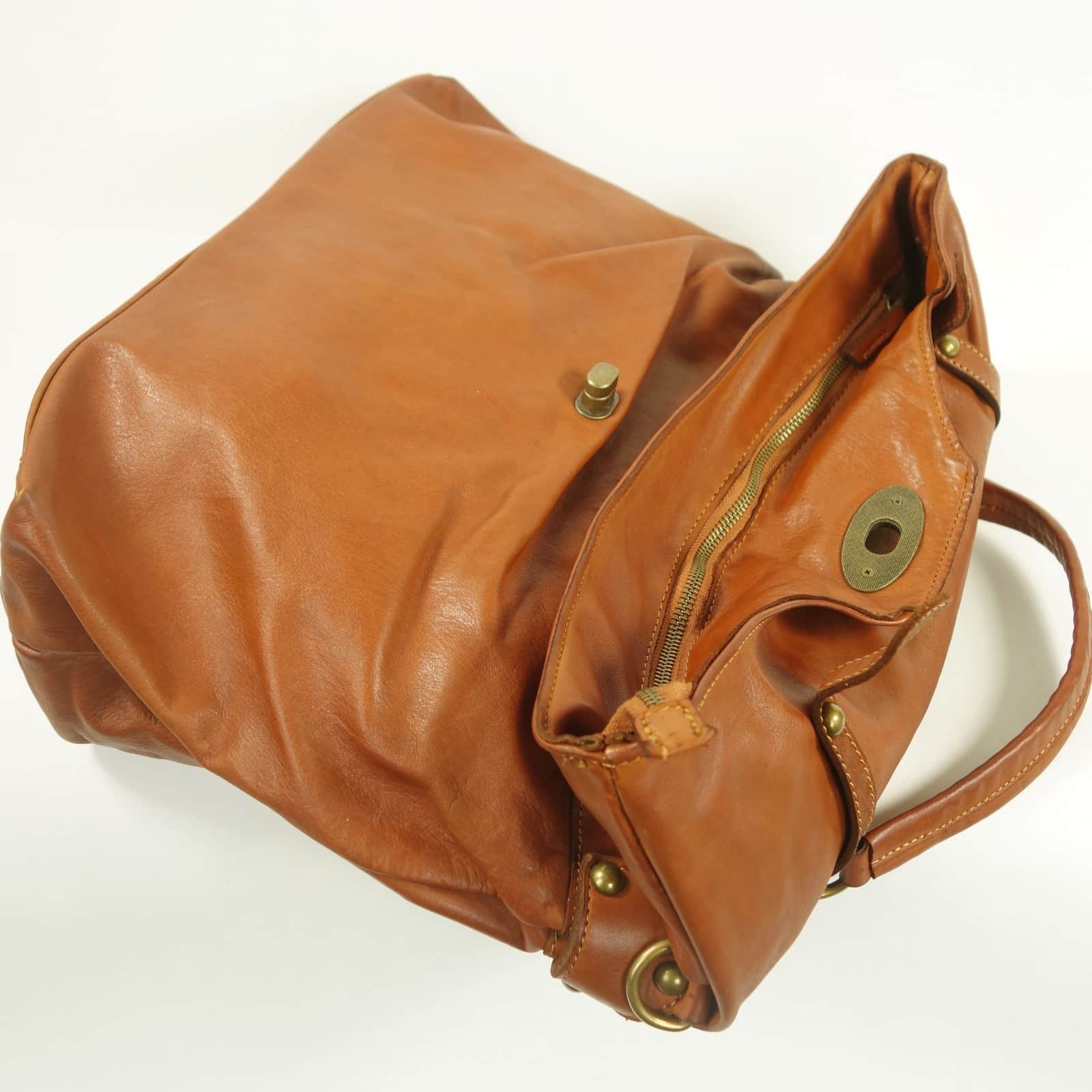 Collection Esprit Cuir BASTIEN grand sac à main XL marron cuir
