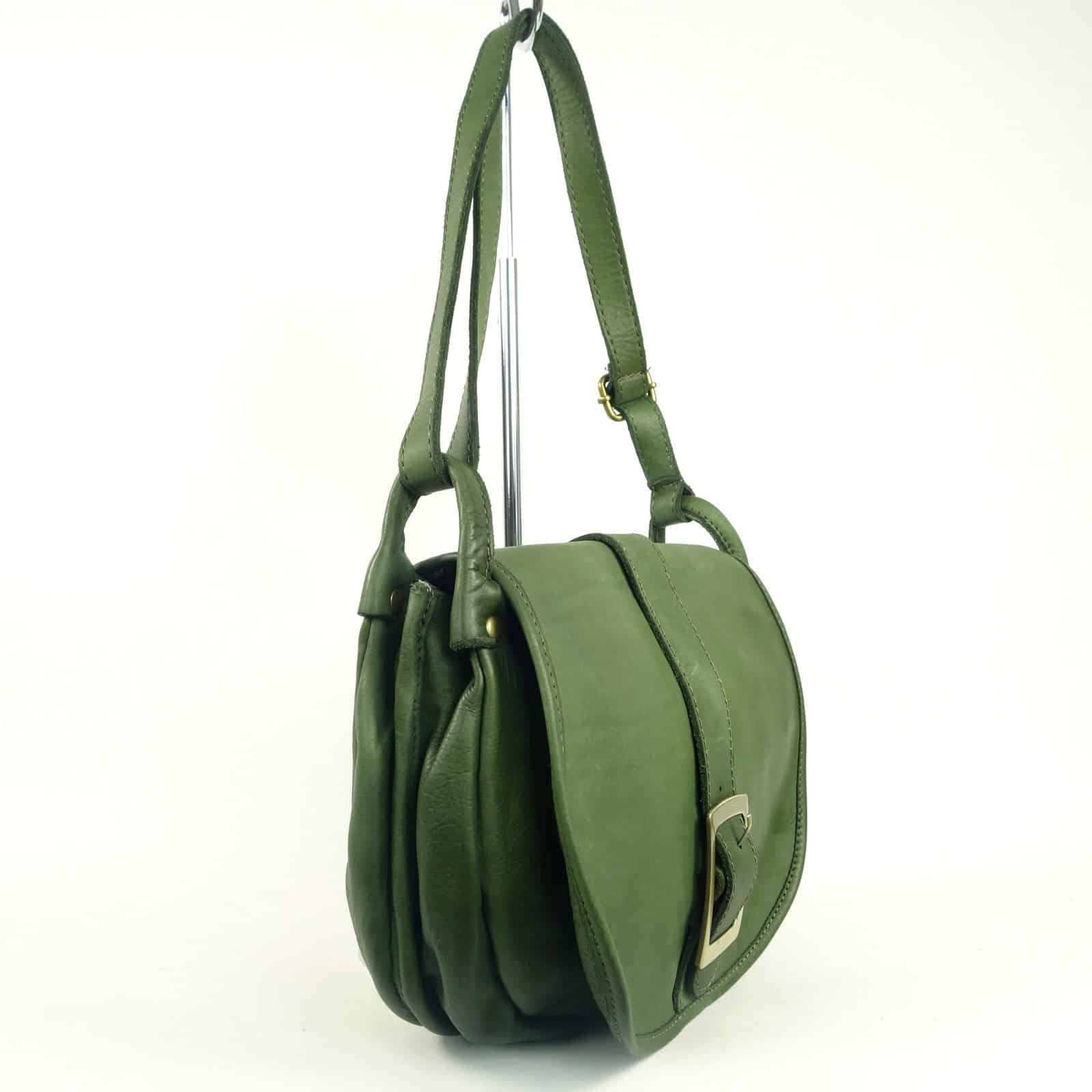 Collection Esprit Cuir GIULIA sac besace cuir vert vintage