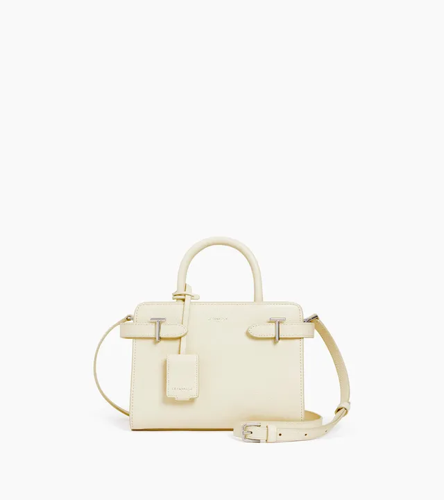 Le Tanneur Emilie petit sac main cuir graine blanc fleur de sel