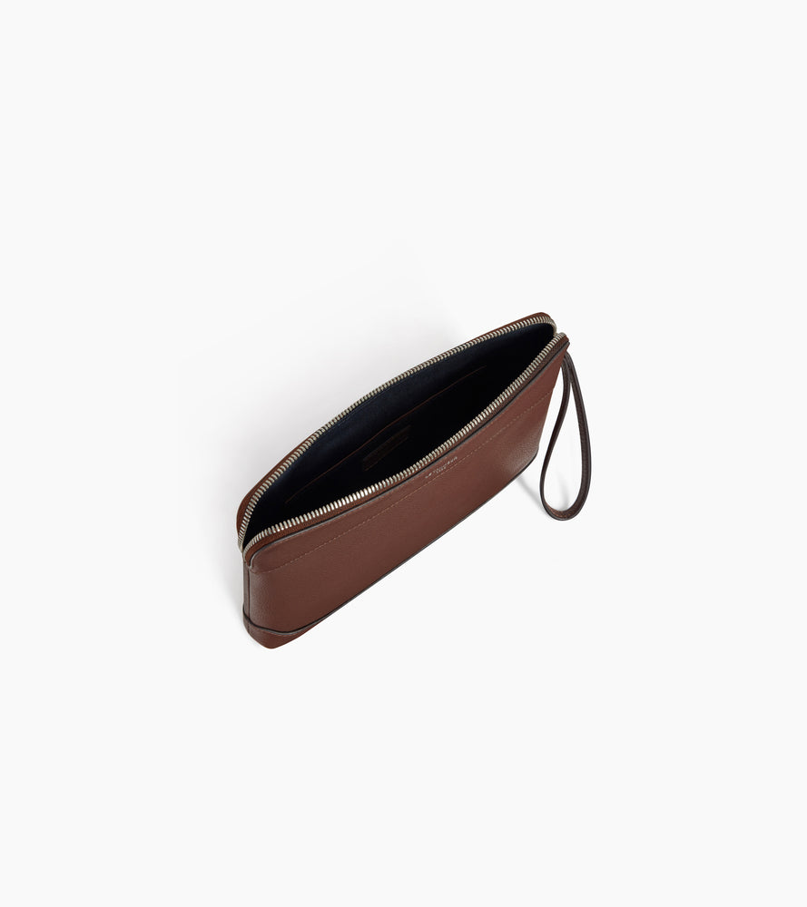 Le Tanneur pochette cuir grainé zippée dragonne femme