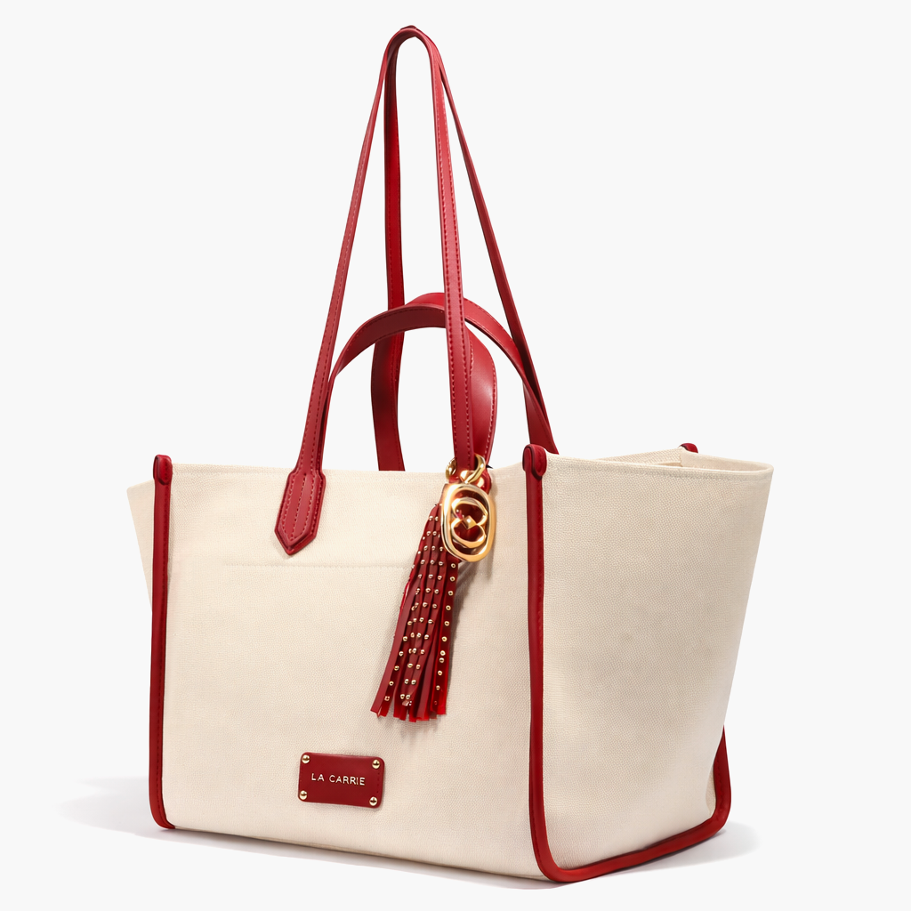 La Carrie VD sac shopping ivoire 32 cm toile
