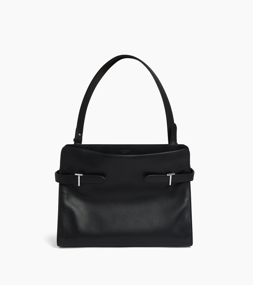 Le Tanneur Emie sac épaule cuir noir grand modèle