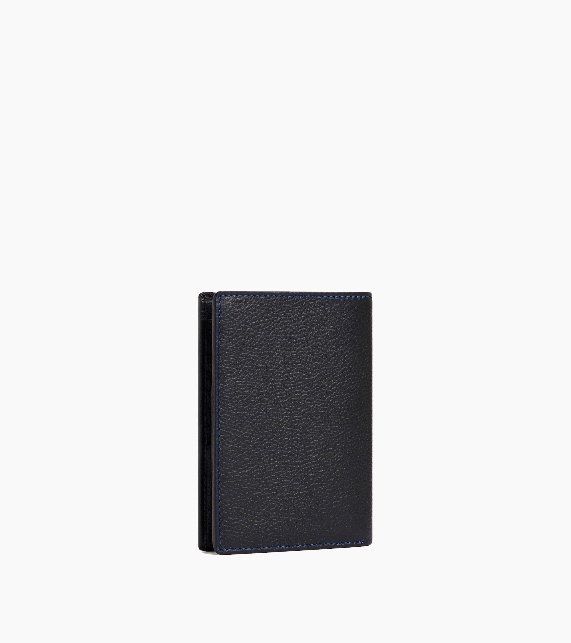 Le Tanneur Charles portefeuille zippé cuir grainé noir bleu