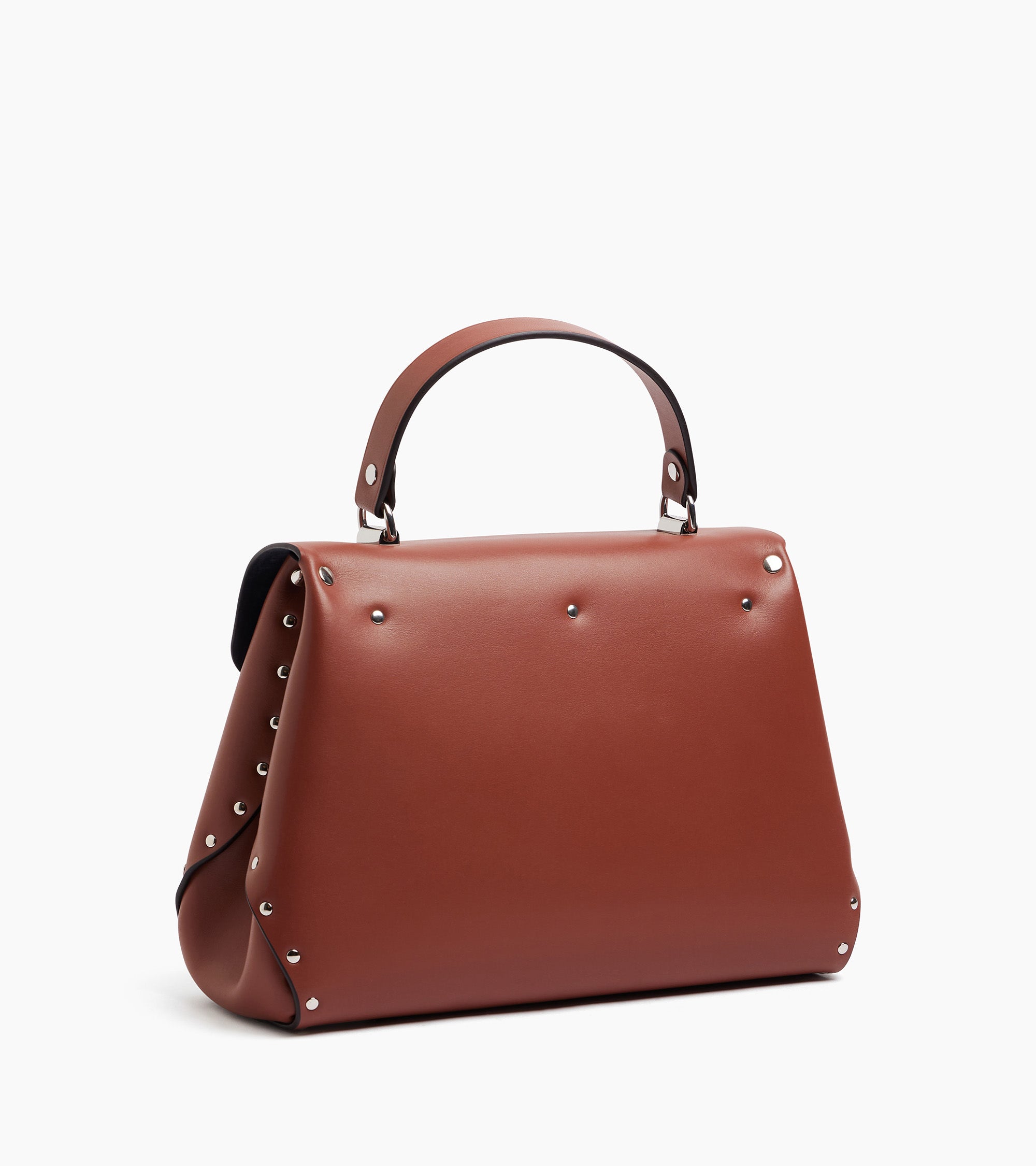 Le Tanneur Sans Couture sac main cuir lisse marron moyen