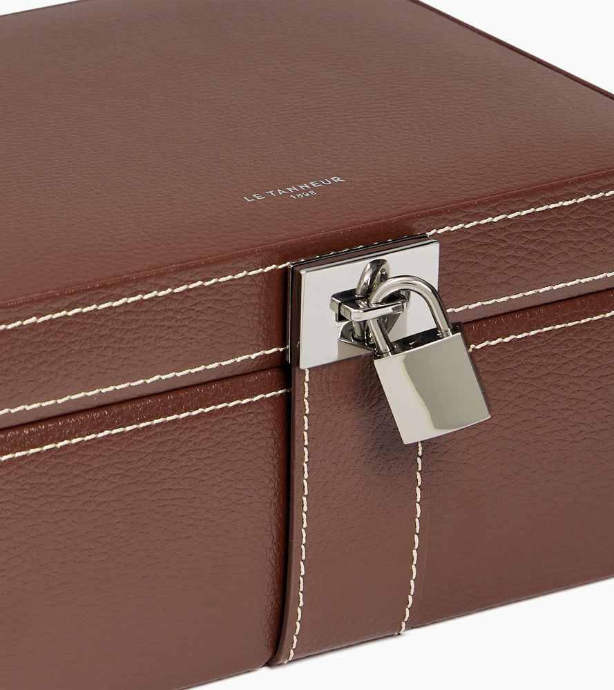 Le Tanneur Leather Goods boîte à bijoux cuir moyen modèle miroir