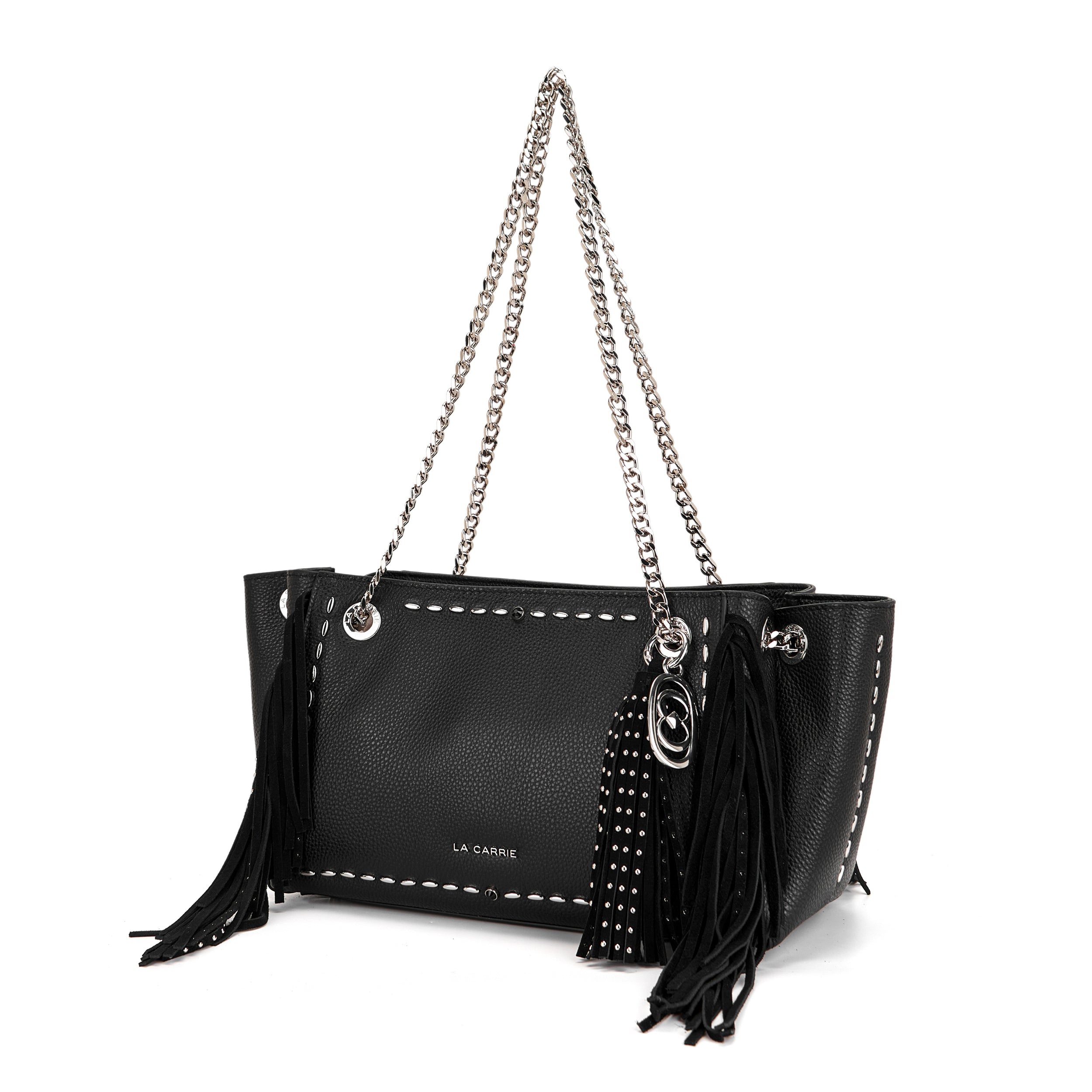 La Carrie Rock sac shopping cuir noir chaîne