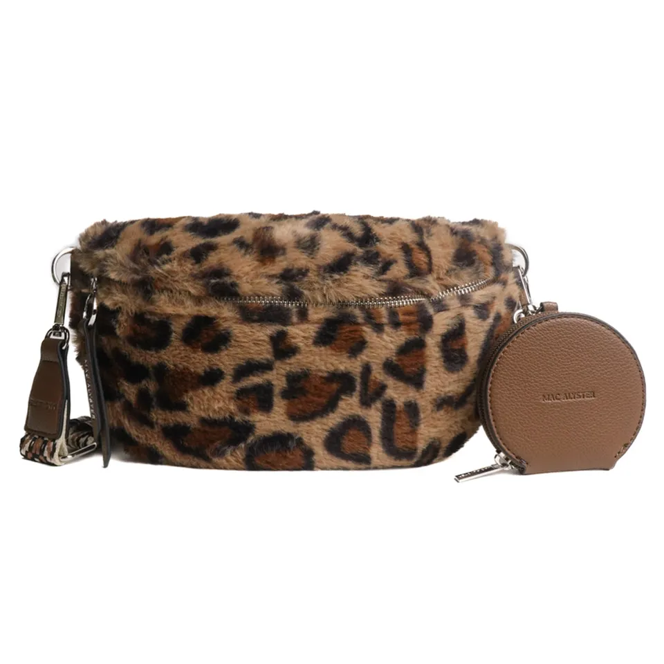 Mac Alyster Léopard sac banane fourrure mini pochette