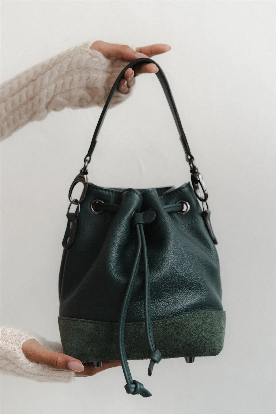 Nodie's Tommy sac seau épaule vert sapin grainé cuir