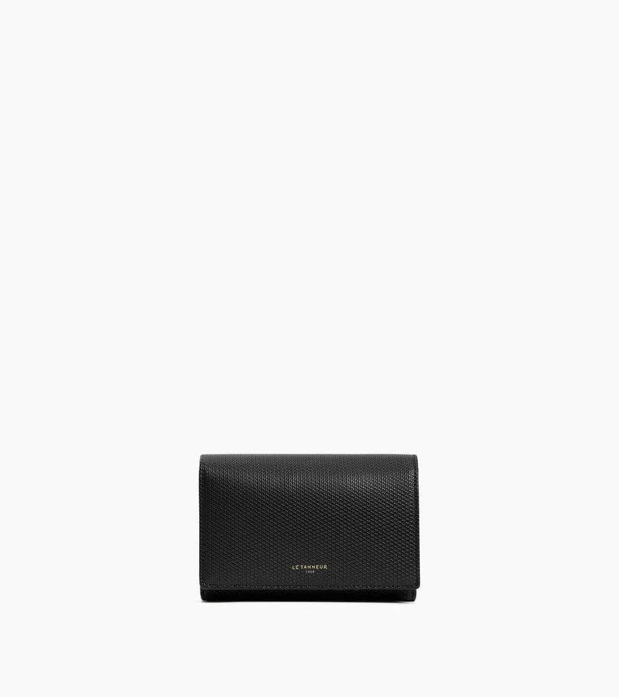 Le Tanneur Emilie portefeuille cuir signature T Noir anti RFID