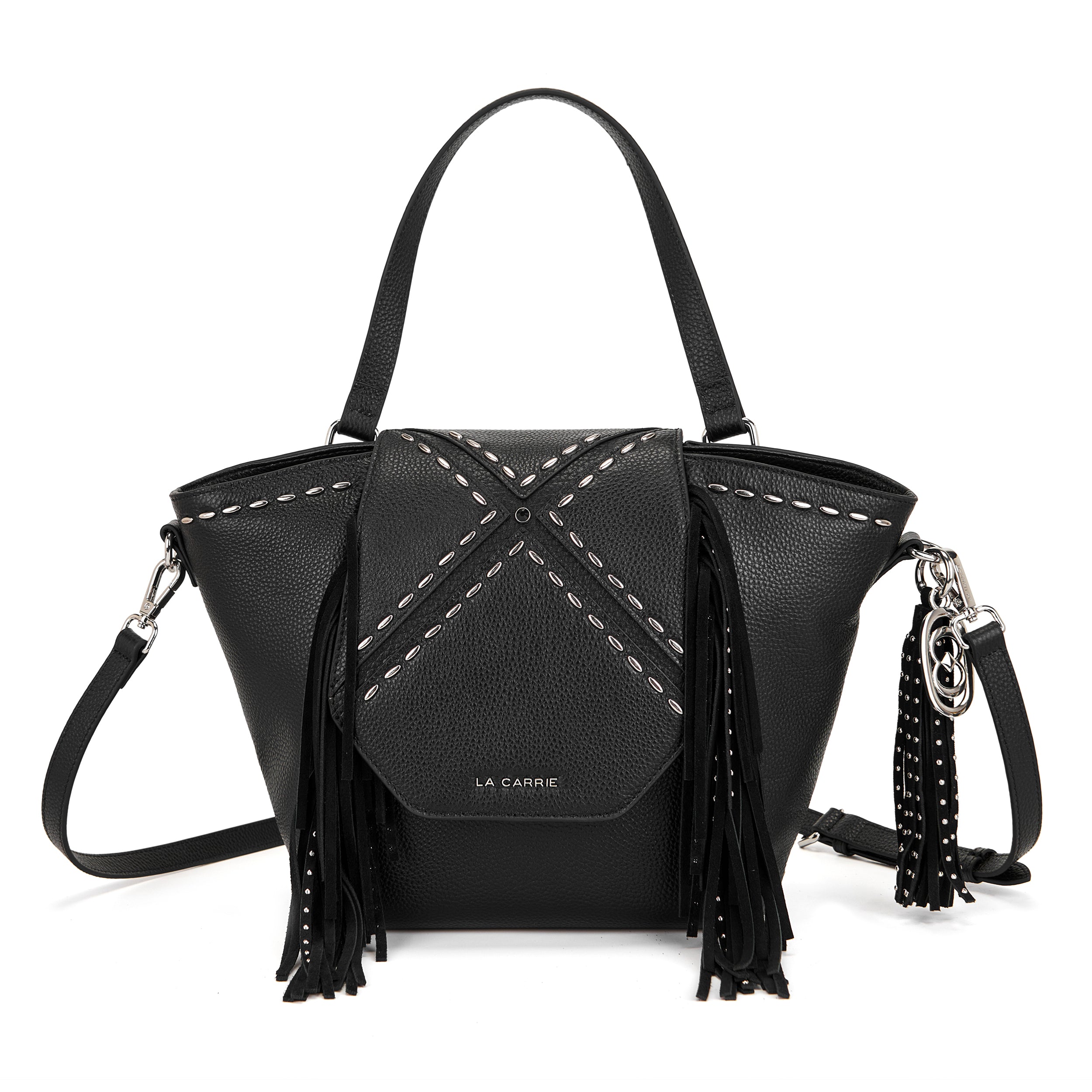 La Carrie Rock sac shopping noir clouté 38x12x25 cm