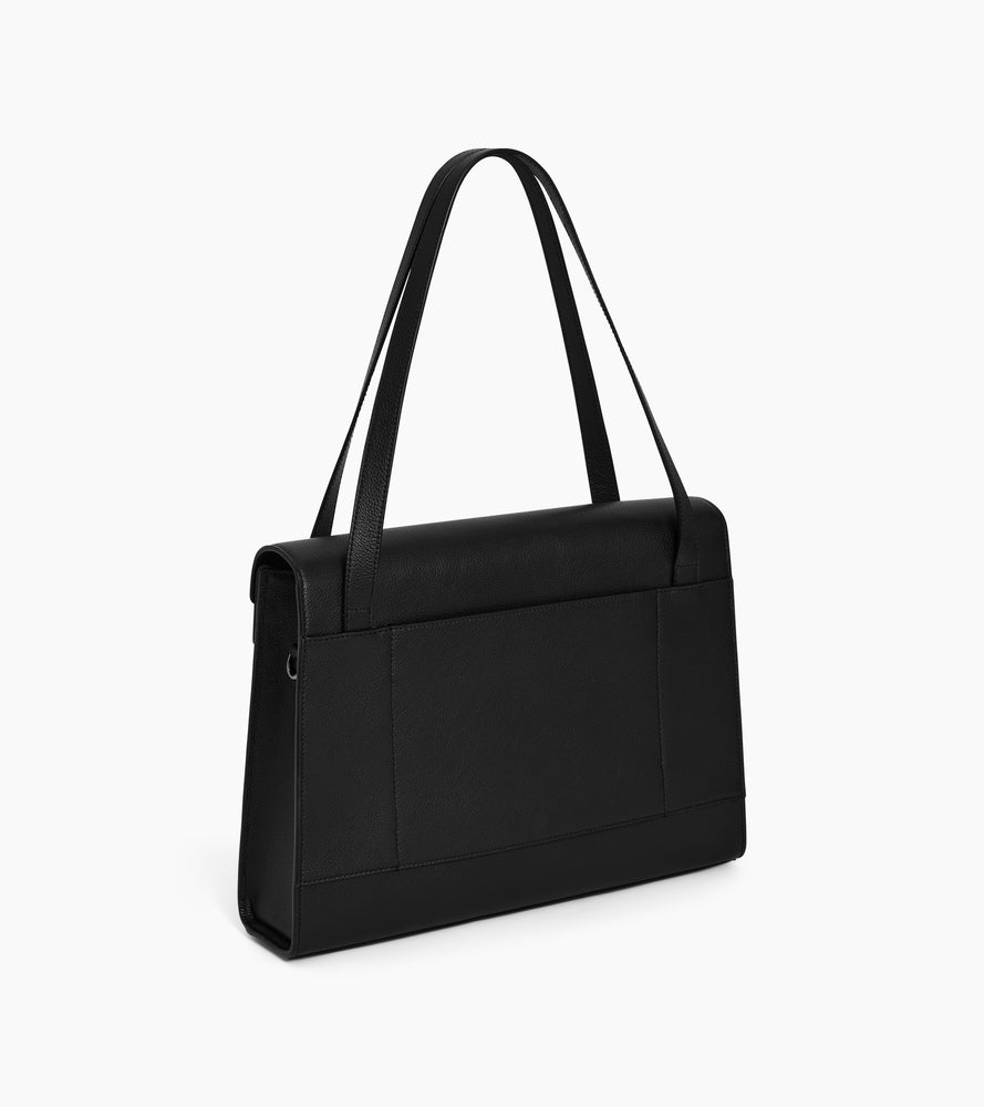 Le Tanneur Emilie porte-documents cuir grainé noir 13 pouces